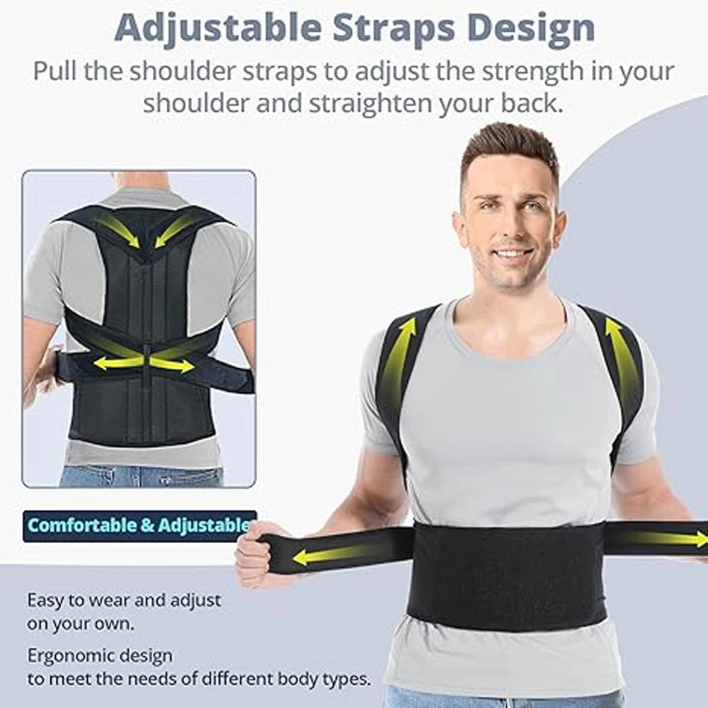 Posture Corrector for Men Women - Adjustable Back Brace for Upper&Lower Back Pain - Lumbar & Shoulder Support to Improve Posture