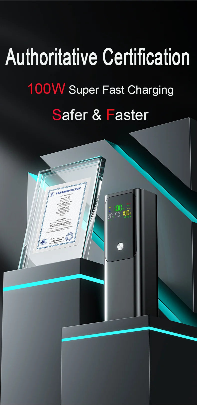 20000mAh 100W Large Capacity Power Bank Bidirectional Fast Charging Portable Powerbank Laptop External Spare Battery for Macbook