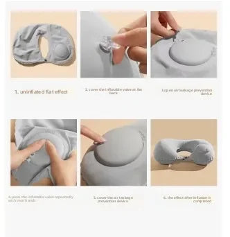 Pressurized inflatable U-shaped pillow, a magical travel neck pillow that is portable, flocked outdoor U-shaped neck pillow.pvc