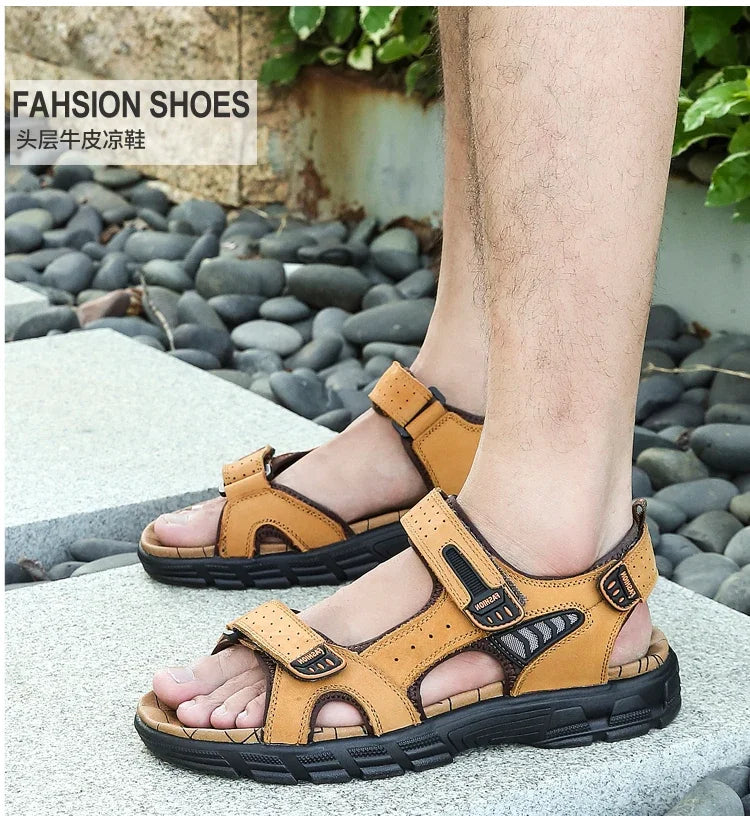 Summer Men's Sandals 2024 Trending Adult Men's Sandal Original Brands Shoes Man's Leather Sandal Sandals for Boy Trend Designer
