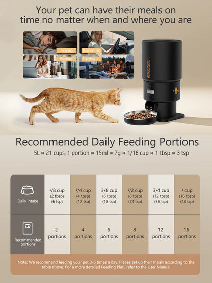FURPIPI Automatic Pet Feeder 5L Smart Cat Food Kibble Dispenser Wi-Fi App Remote Control Auto Dog Feeder For Cat Pet Accessories