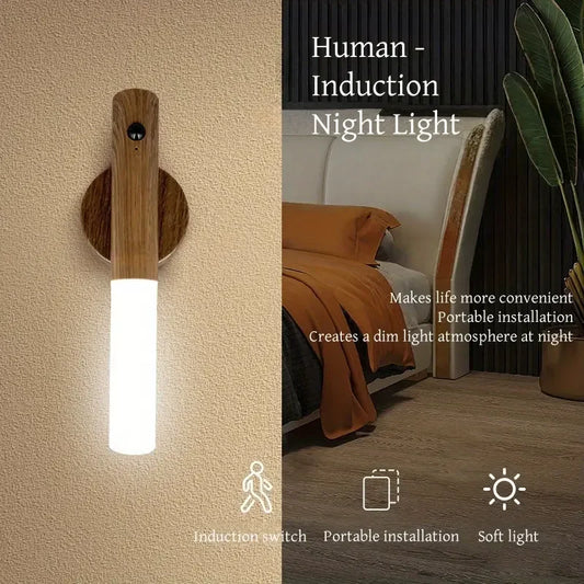 LED Night Light Smart Induction Magnetic Lamp USB Rechargeable Corridor Cabinet Household Toilet Wall Bedroom Stair Wall Lamp