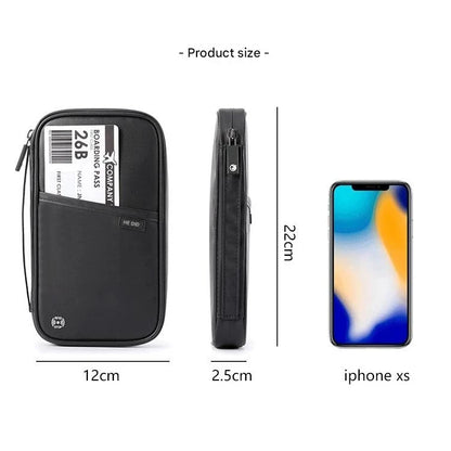 Travel Passport Wallet Organizer Bag with Card Holder Document Case for Family Crossbody Ticket Cash Storage Bag for Abroad Trip