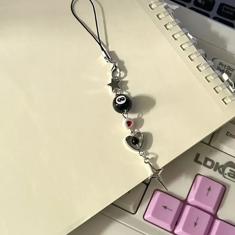 Star & Love Mobile Phone Chain, Sweet Cool Dark Mobile Phone Chain, Cute Mobile Phone Charm,  Keychain Pendant