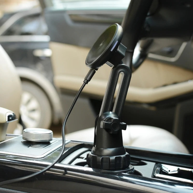 15W Magnetic Wireless Car Mount For MagSafe Cup Holder Car Phone Mount For IOS Phone 12/13/14
