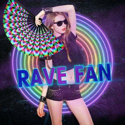 Rave Fan  Festival Fan Hand Fans Foldable Kung Fu Fan Large Phantom Clack Fan Folding Fans Craft Hand Fans for Party Line Dance