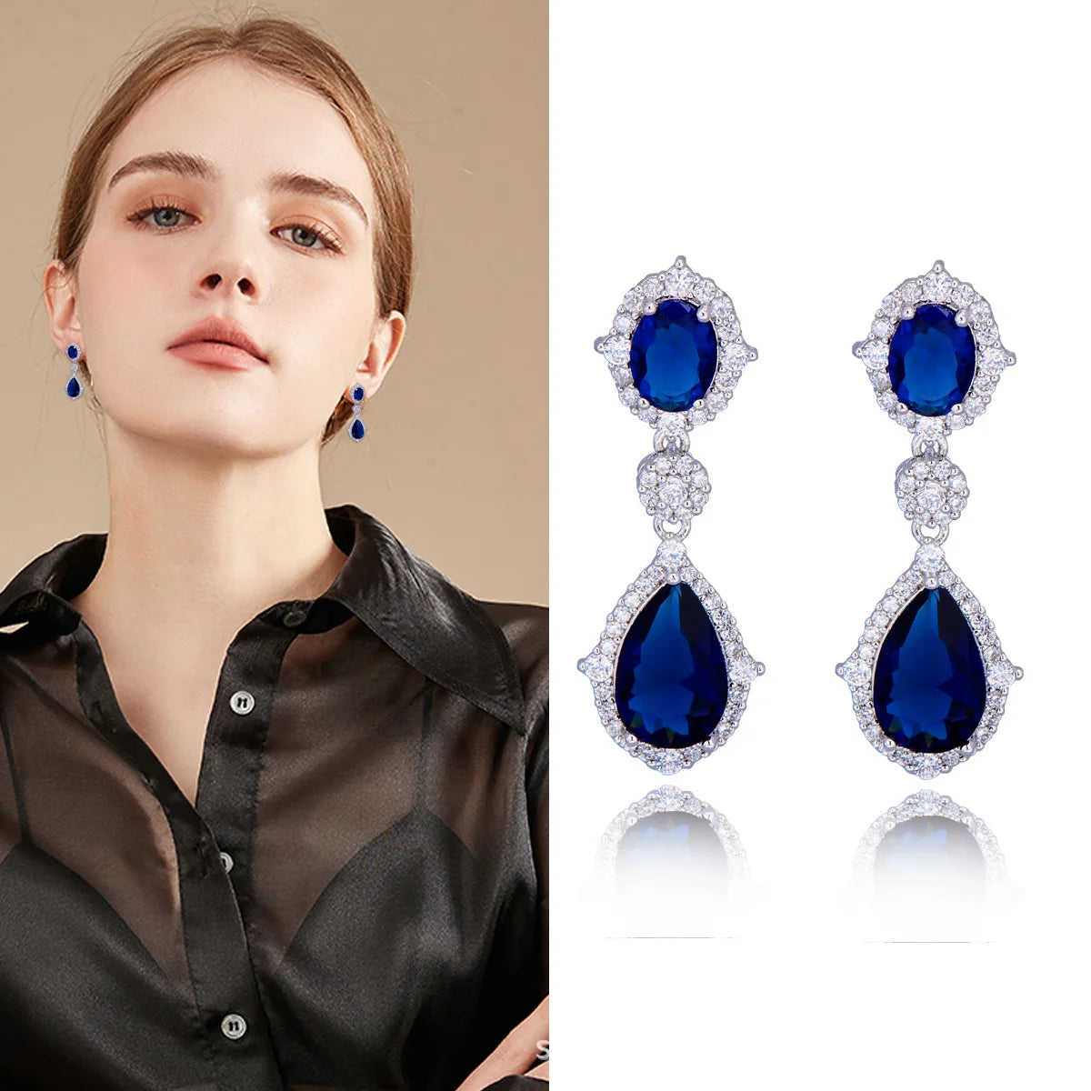 Fashion necklace accessories women's earring Jewelry sets bride's wedding zircon water drop girls earrings for women jewellery