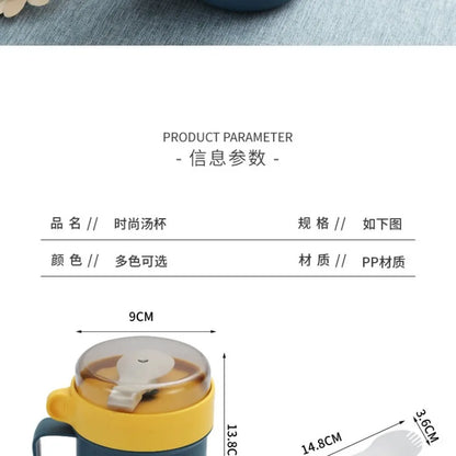 500ML Portable Breakfast Cups Oatmeal Cereal Nut Yogurt Salad Cup with Lid Spoon School Lunch Box Microwave for Kitchen Tools