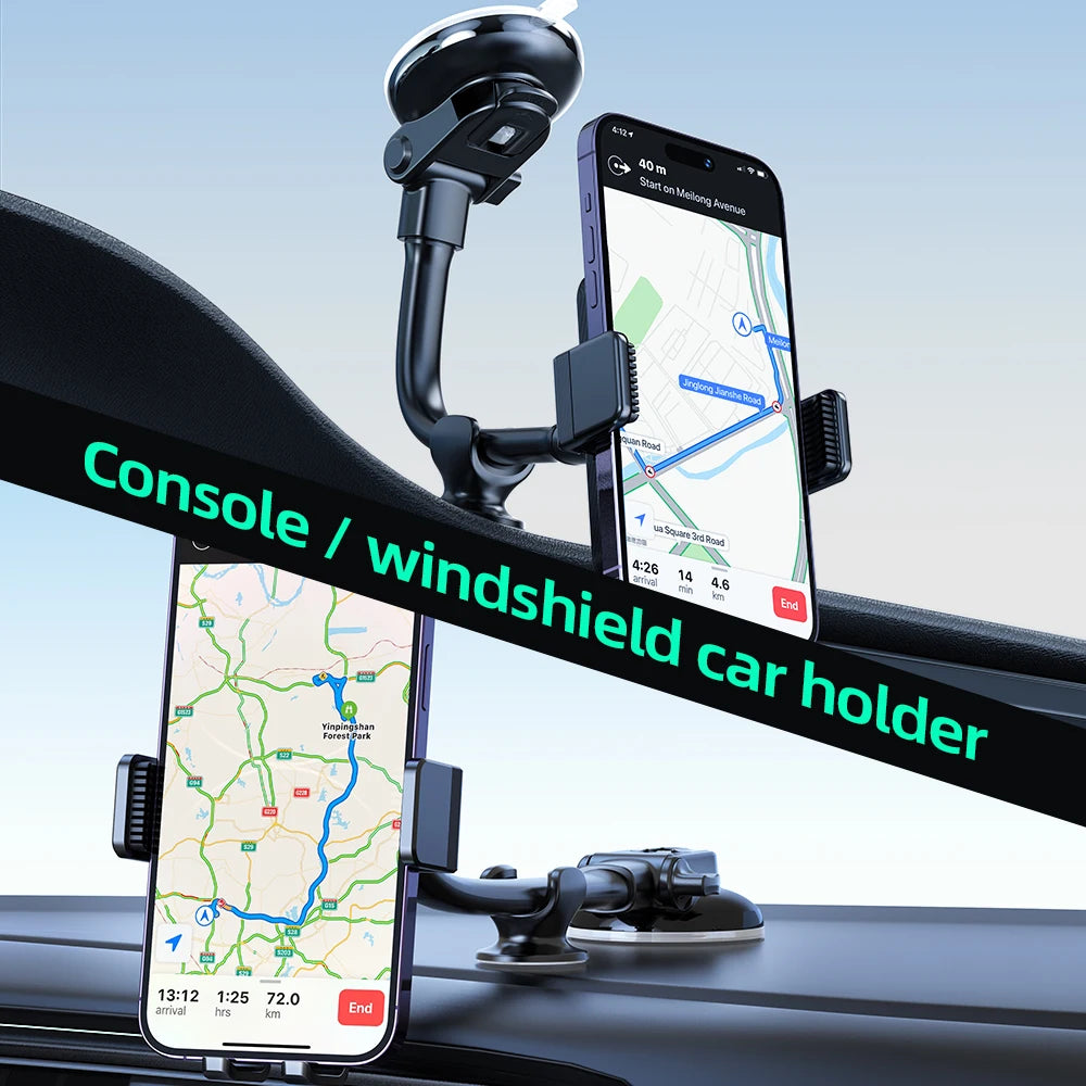 HOCO Car Center Console Windshield Phone Holder For iPhone 16/15 Pro Max Handsfree Universal Phone Mount For 4.7-7 inch Phones