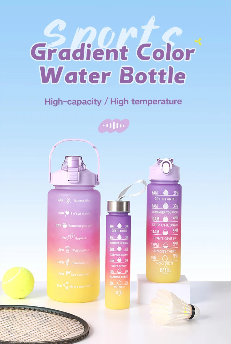 Water Bottle Motivational Drinking Bottle Sports Water Bottle with Time Marker Portable Reusable Plastic Cups Outdoor Travel Gym