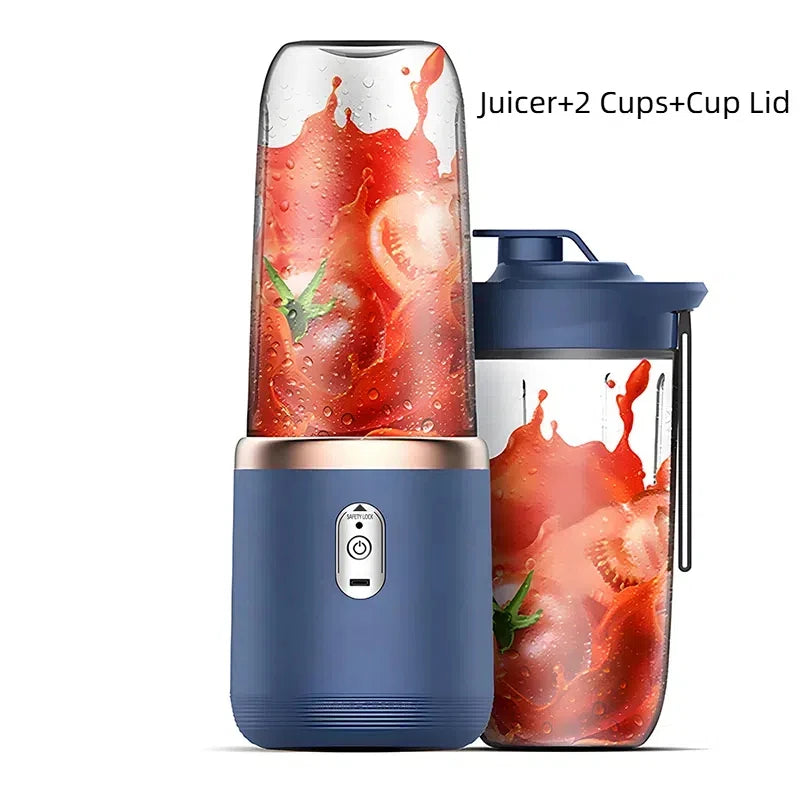40W Portable Blender Cup with Sharp Blades 1500mAh Battery Double Cups for Smoothie Juice Shakes Travel Camping Picnic Home Use