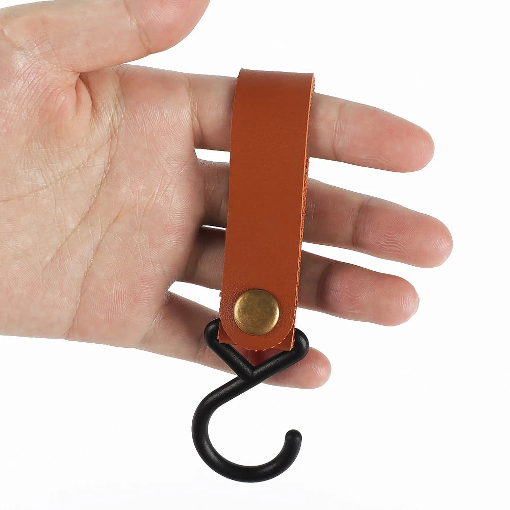 1/5pcs Outdoor Camping Hooks  Leather Hanging Hooks S-Shaped Rack Portable Camping Hangers Home Kitchen Storage Supplies