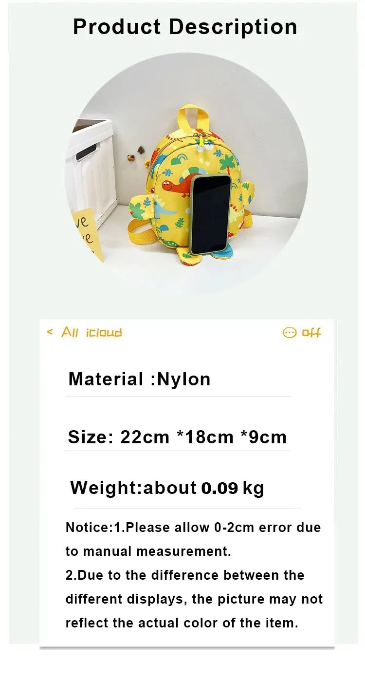 Cute Cartoon Dinosaur Baby Backpacks Kindergarten Schoolbag Children Boys Girls School Bags Adjustable Animals Kid Backpack