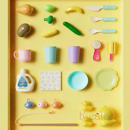 Kids Kitchen Sink Toys Electric Dishwasher Playing Toy With Running Water Pretend Play Food Fishing Toy Role Playing Girls Gift