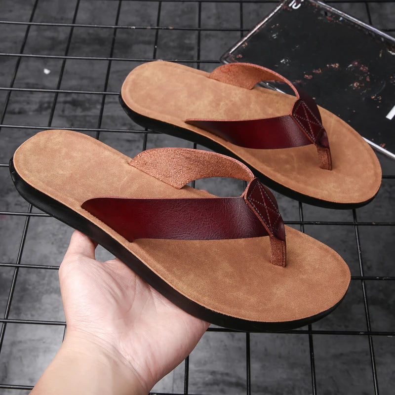 Flip Flops Men Slippers 2025 Summer New Outdoor Wear-Resistant Non-slip Male Shoes Beach Fashion WaterProof Flat Sandals for Men