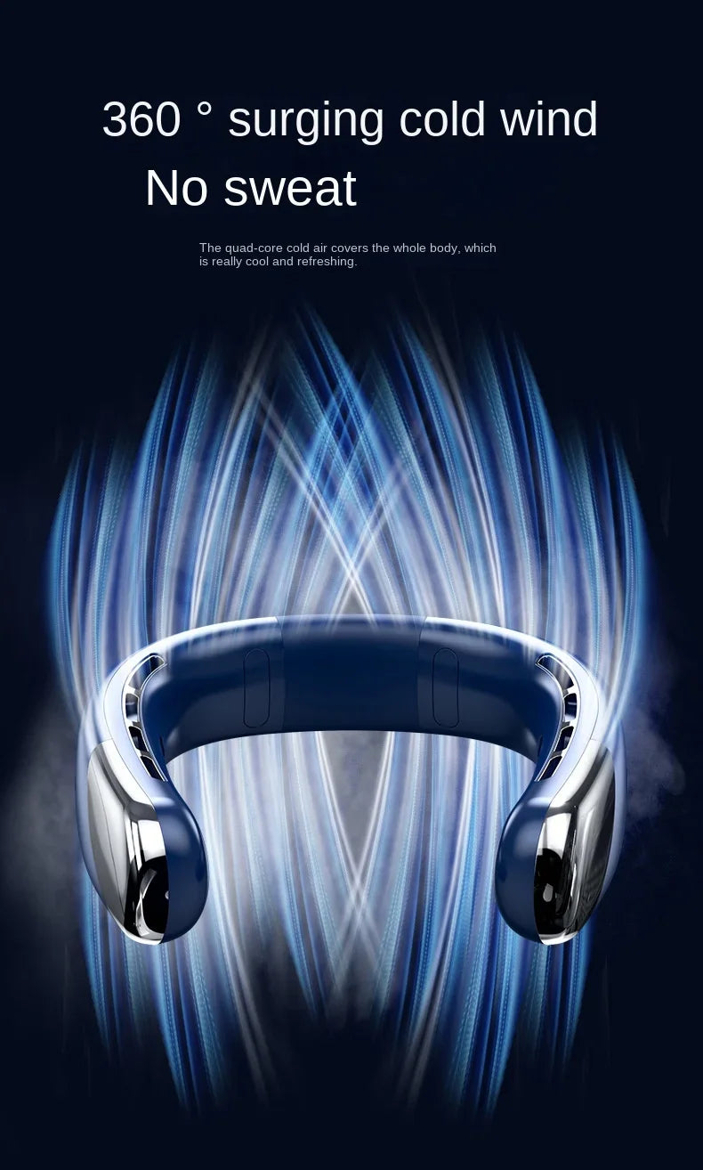 10000mAh Portable Neck Fan Mini Bladeless Silent Neckband Fan USB Rechargeable 3 Speeds Mute Wireless Electric Neck Cooler Fans