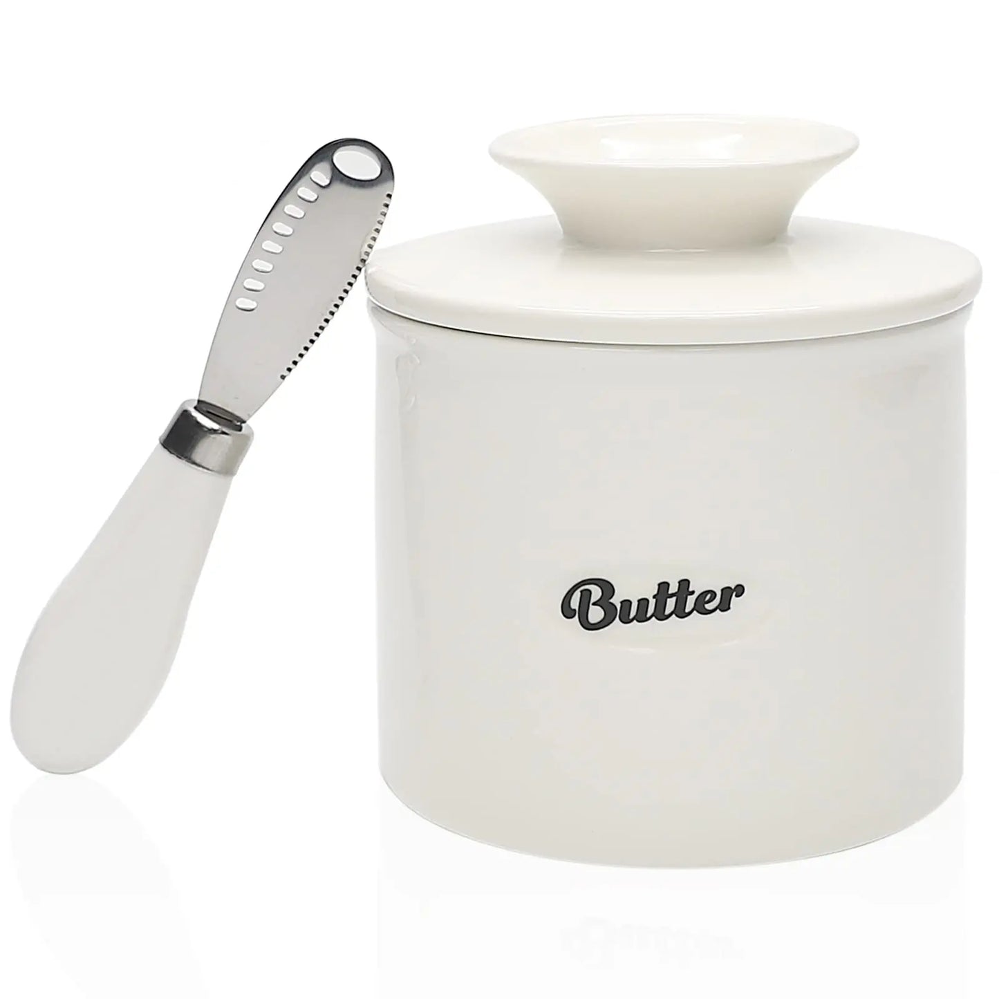 French Butter Crock For Counter With Butter Knife On Demand Spreadable Butter Ceramic Bell Style Butter Jar Butter Dish with Lid