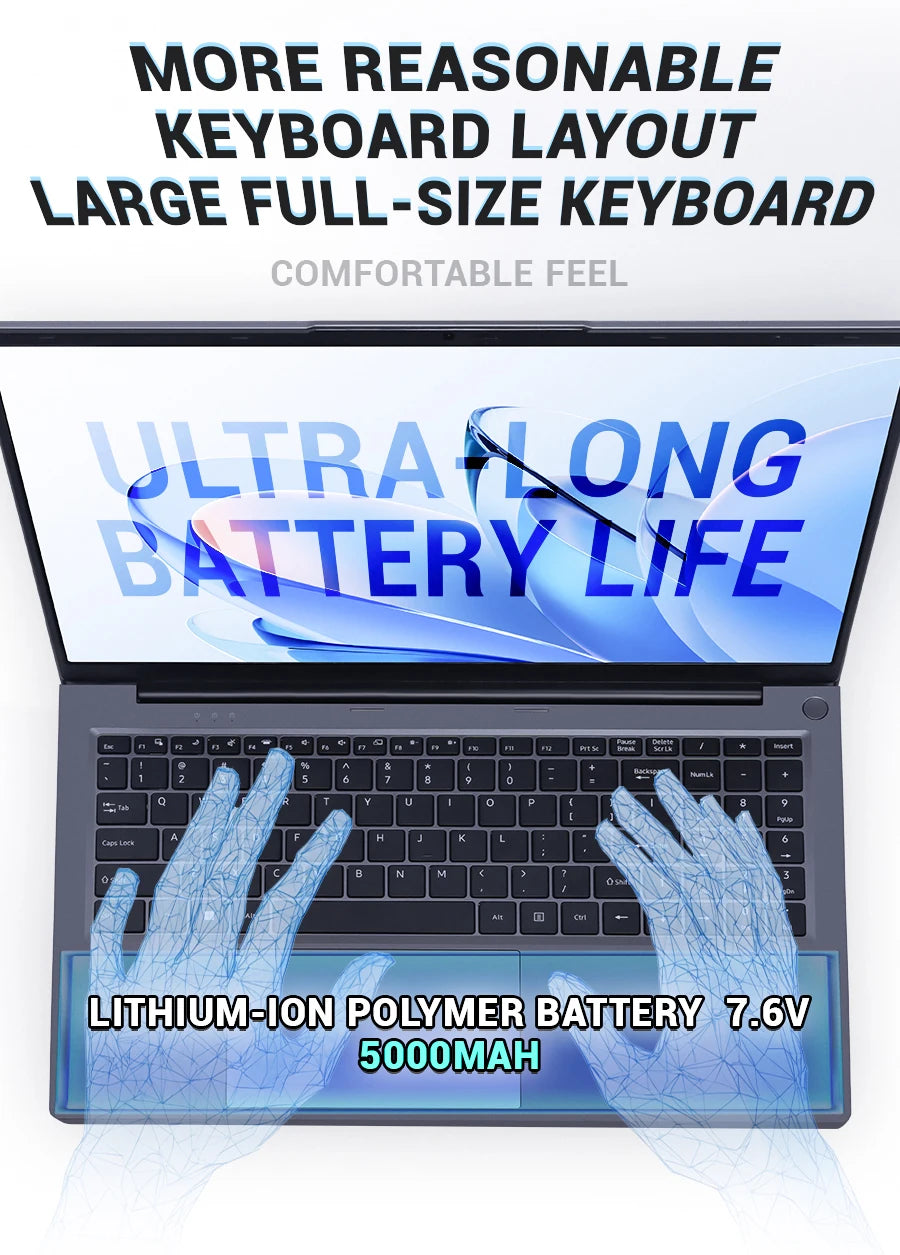 Firebat AT15 Laptop Intel N150 N100 CPU 15.6 Inch 16GB RAM SSD 512GB 1TB Lightweight Business Computer Notebook BT4.2 WiFi5