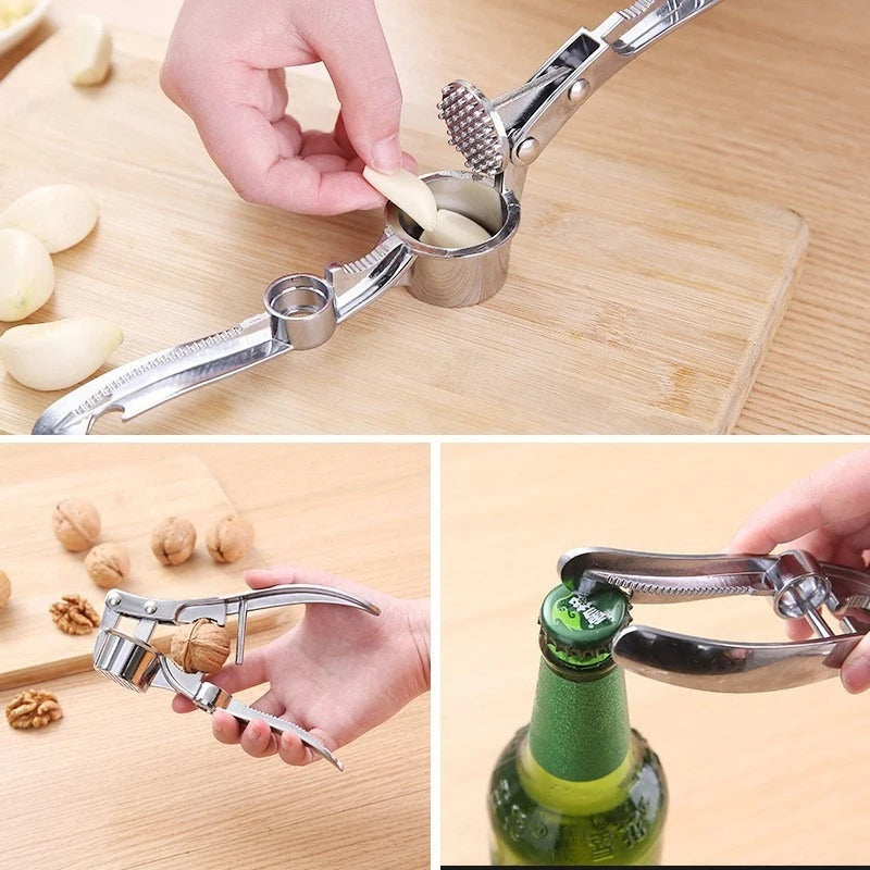 Stainless Steel Garlic Press Machine Handheld Manual Ginger Grinder Multifunctional Tools Kitchen Accessories