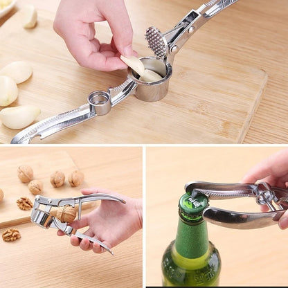 Stainless Steel Garlic Press Machine Handheld Manual Ginger Grinder Multifunctional Tools Kitchen Accessories
