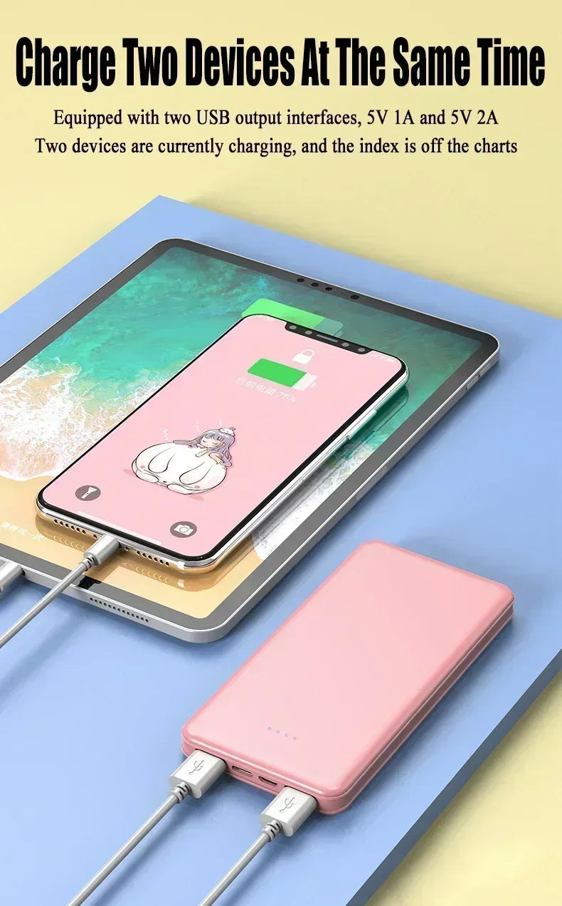 New Portable Power Bank 20000mAh Ultra Large Capacity 10W Super Fast Charger Dual Output Dual Input Design External Battery Pack