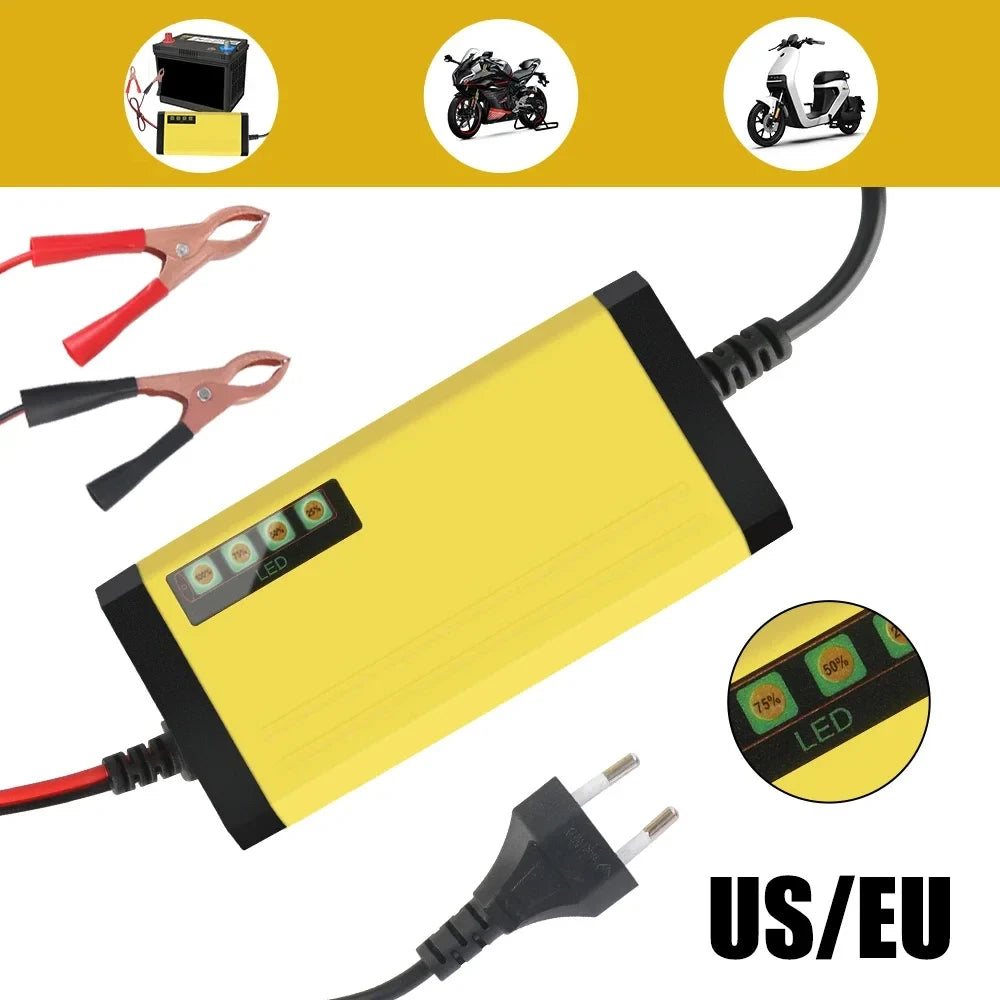 12V 2A Car Battery Charger 220V Power Puls Repair Charger Wet Dry Lead Acid Battery LED Display Moto Truck Battery Charger