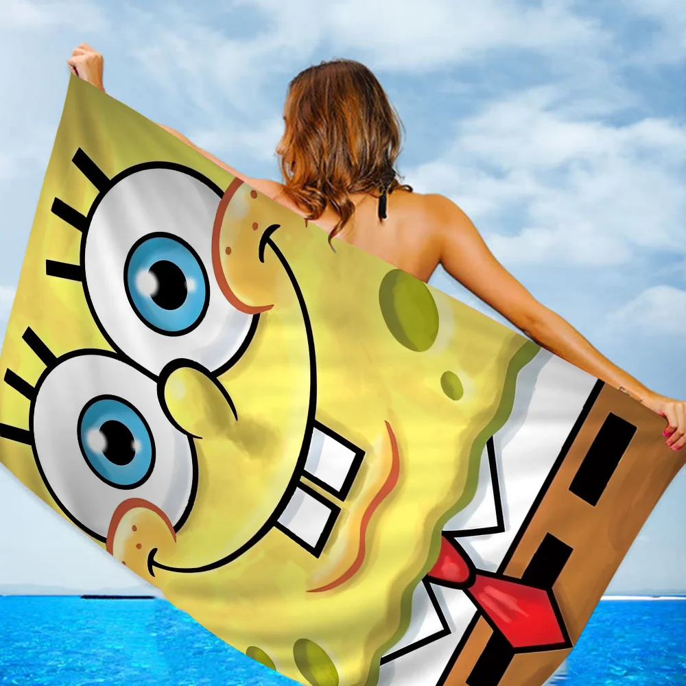 Funny-Cartoon S-Spongebobes-Cute-Pants Bath Towel Soft Water Absorbing Breathable For Girl Kids Decorative Cartoon Beach Towel