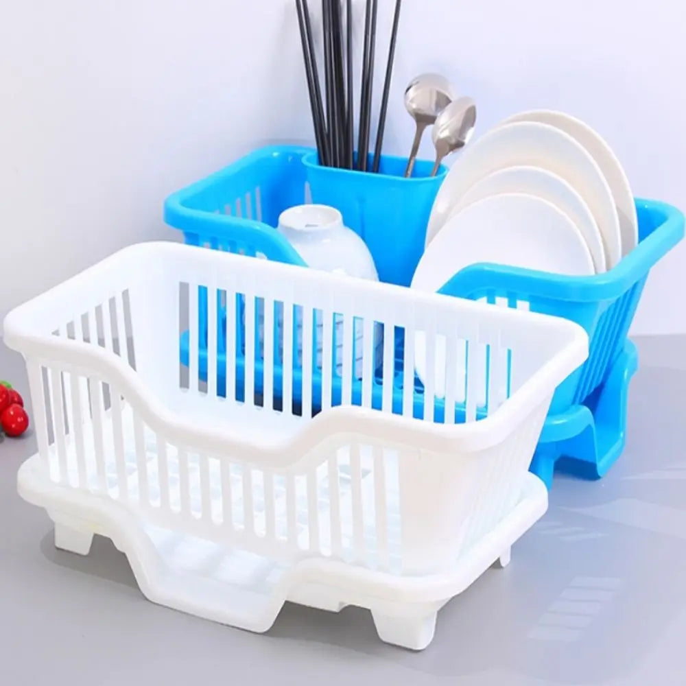 Kitchen Utensils Dish Drying Rack Drainer Rack with Drain Board Countertop Dinnerware Plates Bowls Chopsticks Spoons Organizer