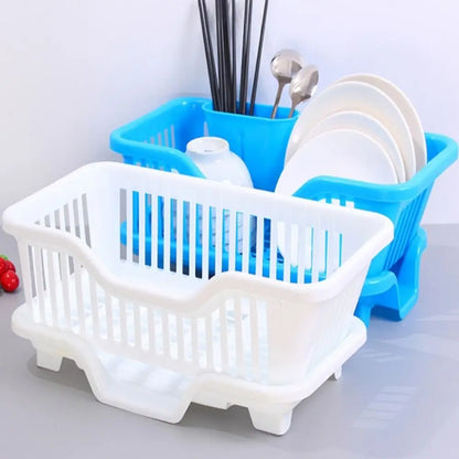 Kitchen Utensils Dish Drying Rack Drainer Rack with Drain Board Countertop Dinnerware Plates Bowls Chopsticks Spoons Organizer