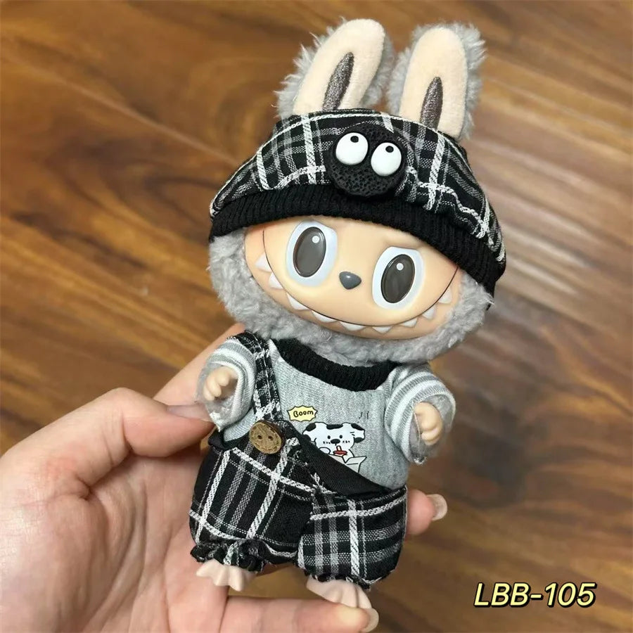 Labubu can wear baby clothes vinyl cloth 17cm doll cute change casual suit skirt plush clothes