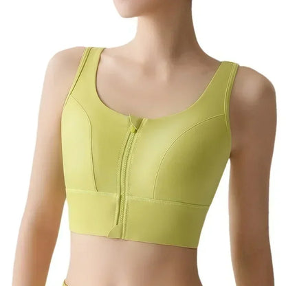 Sports bra for women, shock-absorbing high-strength running, zipper yoga suit, vest, bra, fitness fixed cup, summer