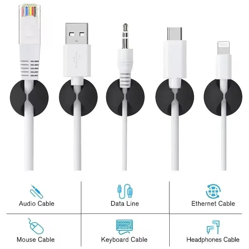 5/50Pcs Desktop Wall Cable Clips Wire Management Self-Adhesive Cord Organizers Holder Clamp for USB Network Headphone Cables