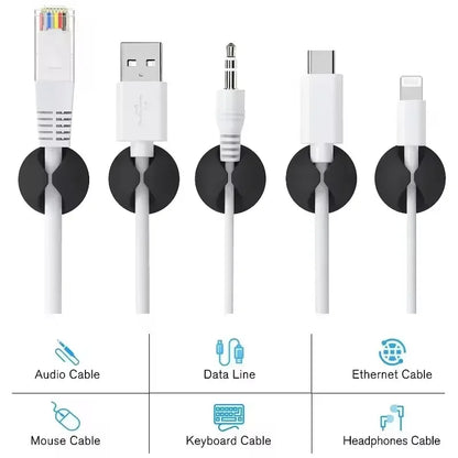 5/50Pcs Desktop Wall Cable Clips Wire Management Self-Adhesive Cord Organizers Holder Clamp for USB Network Headphone Cables