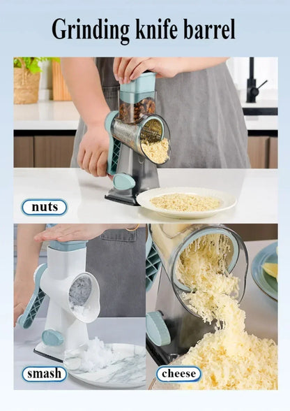 Multi-functional Vegetable Slicer Manual Spiralizer Vegetable Cutter  Hand Cranked Rotary Cheese Grater Shredded Kitchen Tools