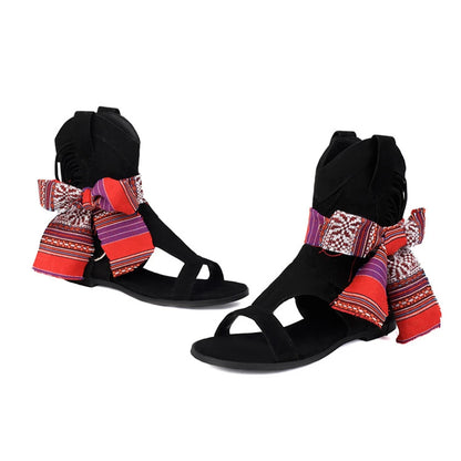 Sandalias De Mujer 2025 Summer Fashion Casual Beach Shoes Flat Women Sandals Bohemian Tassel Cool Boots Super Big Size 50 A05