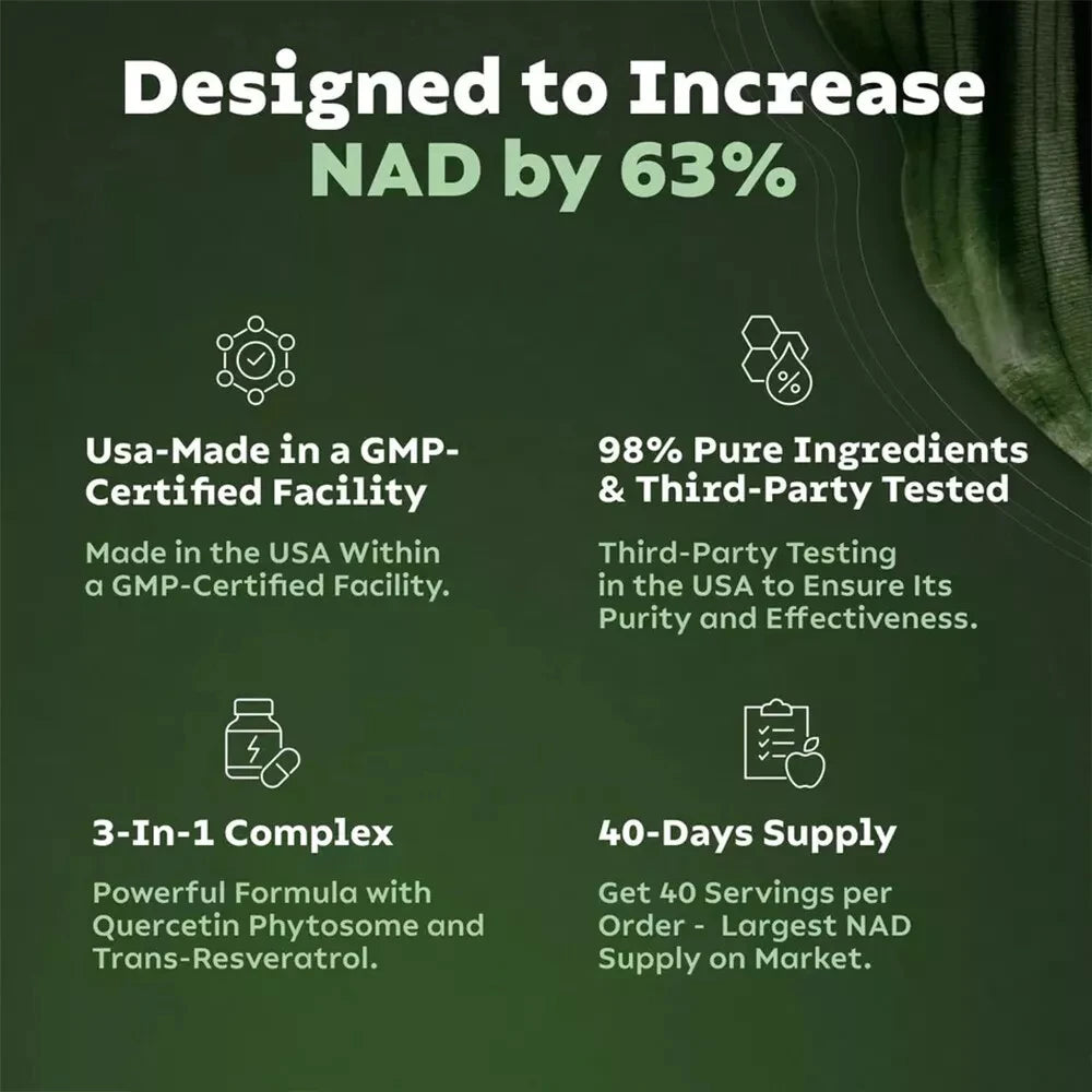 NAD+ Supplements for Anti-Aging Energy Focus and Nicotinamide Riboside Resveratrol