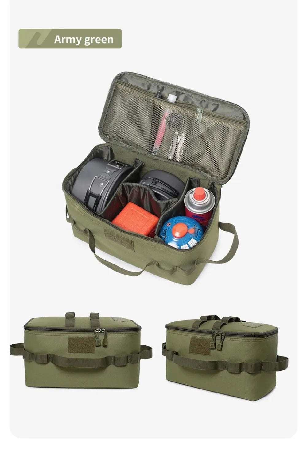 Camping Storage Bag Portable Folding Large Capacity Ground Nail Tool Bag Gas Canister Hiking Picnic Cookware Utensils Kit Bag