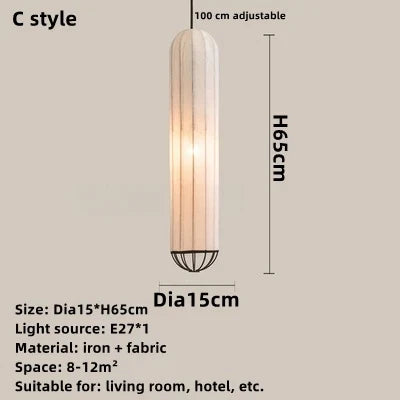 Japanese Lantern Lamp Modern Fabric Pendant Lamp For Living Room Homestays Corridors Staircase Decorative LED Cloth Hanging Lamp