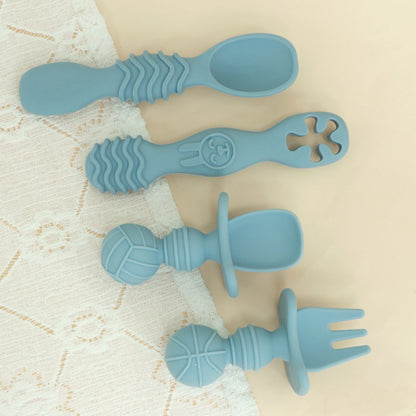 Fashion New 4-Pack Silicone Toddler Spoon Cutlery - Baby Feeding Supplies Toddler Food Supplies, Noodles, Perfect Christmas Gift
