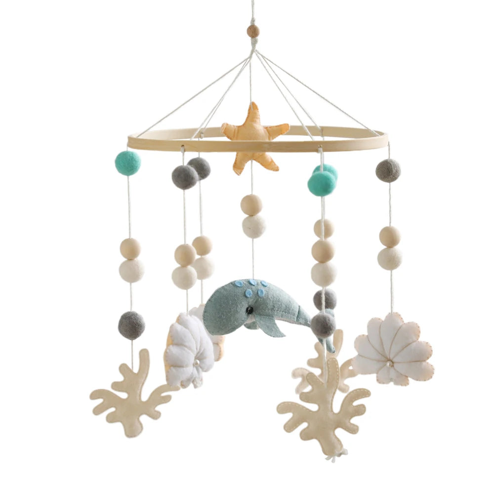 Baby Crib Mobiles Rattle Toy 0-12Months Soft Felt Whale Ball Bed Bell Newborn Music Box Bed Bell Crib Hanging Toys Infant Toys