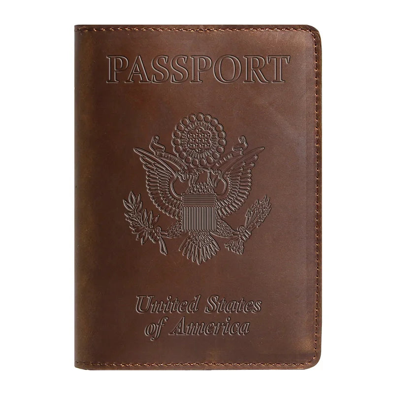 Genuine Leather Passport Cover USA Travel Accessories Menassport Holder America Passport Pouch