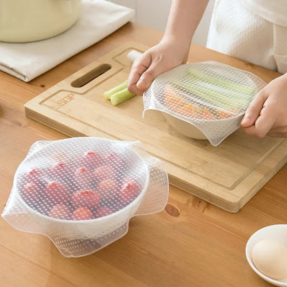 Reusable Food Fresh Lid, 3pcs/Set Silicone Stretch Cover, Suction Cover for Cooking Pot, Pan, Bowl, Vacuum Sealer Wrap