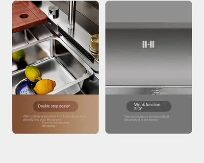 Nano 304 Stainless Steel Sink Waterfall Large Single Slot Kitchen Sink Vegetable Sink Stainless Steel Sink Household Sink