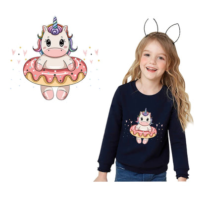 Rainbown Unicorn Heat Thermal Transfer For Clothes Cute Cartoon Iron-On Transfers Sticker On Babys Clothes DIY Aniaml Applique