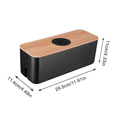 Socket Cable Organizer Box Wooden Style Cord Storage Case Dustproof Charging Data Cable Management Device for TV Wires/Computer