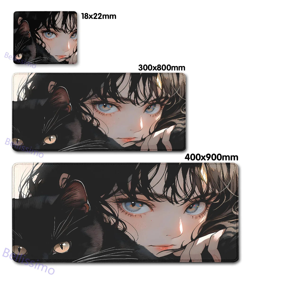 Black Cat and Girl Fast Keyboard pad lock-edge Extended teclado mousepad kawaii Purple Office desktop protection mouse pad XXL