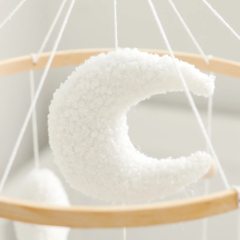 Baby Crib Mobile Rattle Toy 0-12Months Infant Soft Felt Teddy Velvet Pink Bear Bed Bell Hanging Toy Holder Bracket Crib Girl Toy