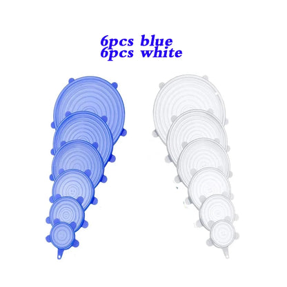 12pcs Silicone Stretch Lids Round Rectangle Magic Lids Reusable Food Covers for Bowls Cups Cans Shapes of Container Dishwasher