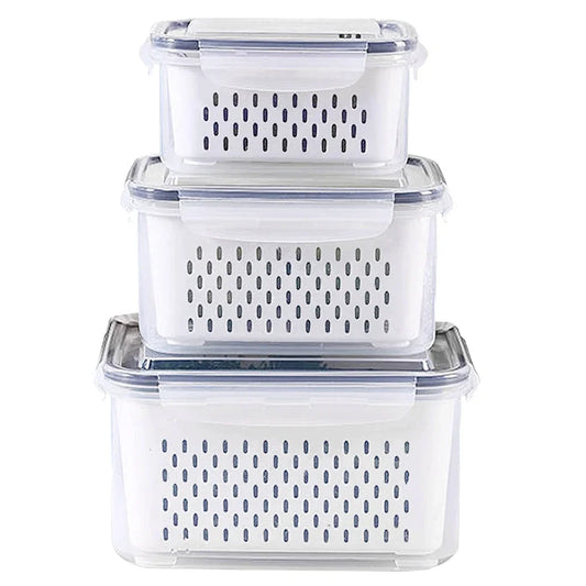 Refrigerator Storage Box Fridge Organizer Fresh Vegetable Fruit Boxes Drain Basket Storage Containers Pantry Kitchen Organizer