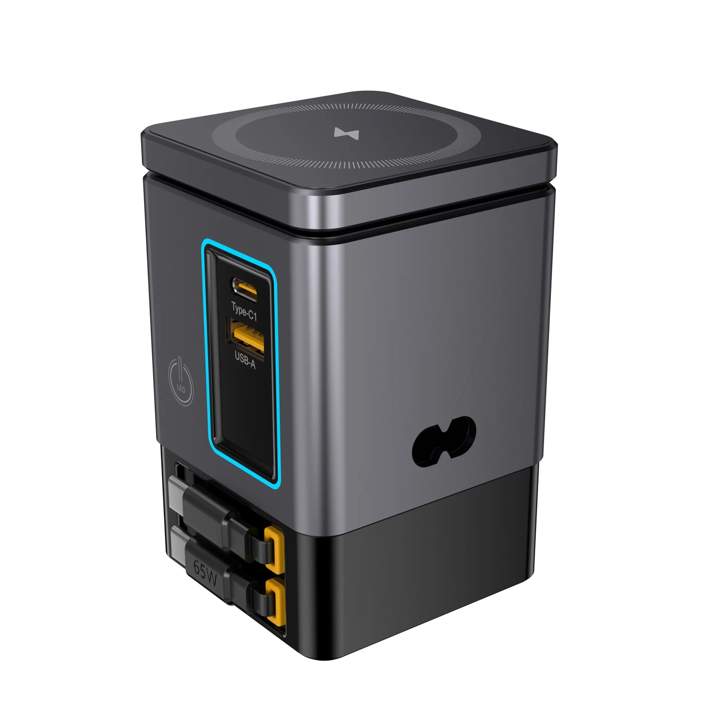 6-in-1 105W Charging Station with Retractable USB-C Cable Power Combo Tower for Multiple Devices Fast Charger for iPhone, Airpod